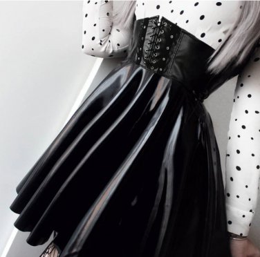 Women's Skirts Gothic  Bandage Faux Leather Korean Fashion