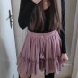 Simplee Casual polka dot mini women skirt High waist A line korean tassel pink