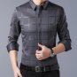 casual spring luxury plaid long sleeve slim fit men shirt streetwear