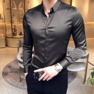 Summer Fashion solid Long Sleeve Shirt men Satin cloth nightclub bar