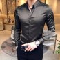 Summer Fashion solid Long Sleeve Shirt men Satin cloth nightclub bar