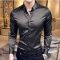 Summer Fashion solid Long Sleeve Shirt men Satin cloth nightclub bar