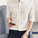 New Male Shirt Clothing Mens five Sleeve Shirt 2019 printing Slim Fit Shirt