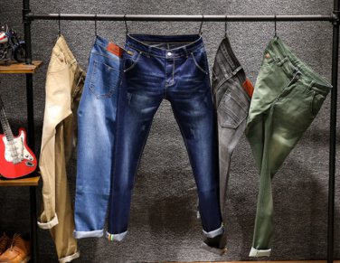 Spring Autu New Men's Elastic Cotton Stretch Jeans Pants Loose Fit