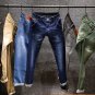 Spring Autu New Men's Elastic Cotton Stretch Jeans Pants Loose Fit