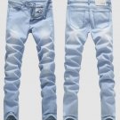 Light Blue Skinny Jeans Men Slim Denim Jeans Men Cotton Elastic  Pants