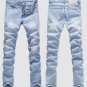 Light Blue Skinny Jeans Men Slim Denim Jeans Men Cotton Elastic  Pants