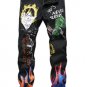 Sokotoo Men's fashion letters flame black printed jeans Slim straight colored painted stretch pants