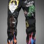 Sokotoo Men's fashion letters flame black printed jeans Slim straight colored painted stretch pants