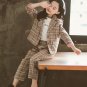 Spring Autumn Teenage Clothing Set Plaid Jackets +Pants Girls Two Piece Set