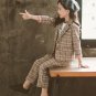 Spring Autumn Teenage Clothing Set Plaid Jackets +Pants Girls Two Piece Set