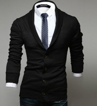 New Men Casual Sweater Slim Lapel Knitted Cardigan Sweaters V Neck Long Sleeve