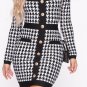 Black houndstooth fashion dress Women christmas plaid mini winter
