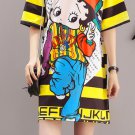 Women Summer Dress 2019 Printed Doll Yellow Striped Dress T shirt Short Sleeve