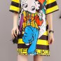 Women Summer Dress 2019 Printed Doll Yellow Striped Dress T shirt Short Sleeve