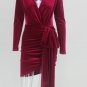 Female Velvet Dresses Office Work Women Bodycon Dress Autumn Long Sleeve V-Neck Winter Sexy