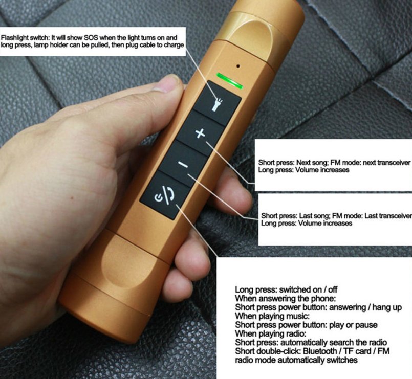 Riding Cycling Multi-function Music Torch Wireless Portable Bluetooth Speaker