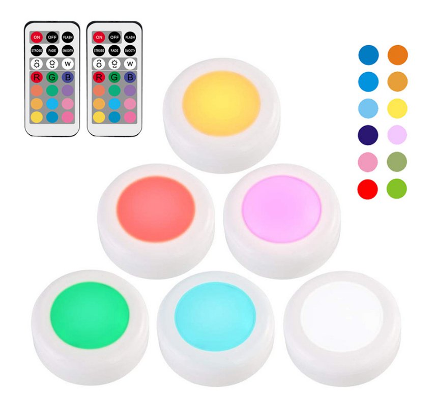 Wireless Under Cabinet led Light Remote Control RGB 12 Colors Dimmable Touch Sensor