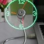 MINI Flexible LED USB Clock Fan Watch Gadgets Office Desk Cooling Temperature