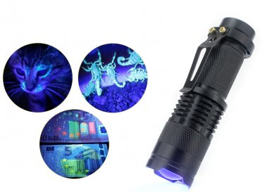 LED UV Flashlight Ultraviolet Torch With Zoom Function Mini UV Black Light