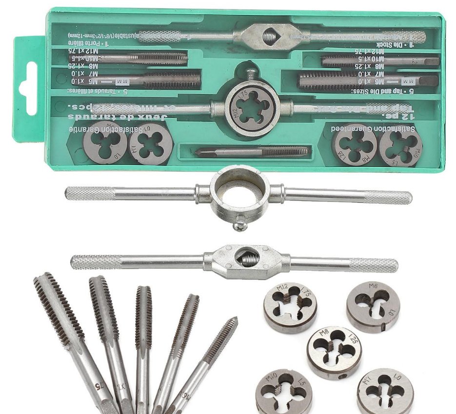 12/20 pcs M6-M12/M3-M12 Metric Tap with 5pcs Die and Adjustable Tap Wrench
