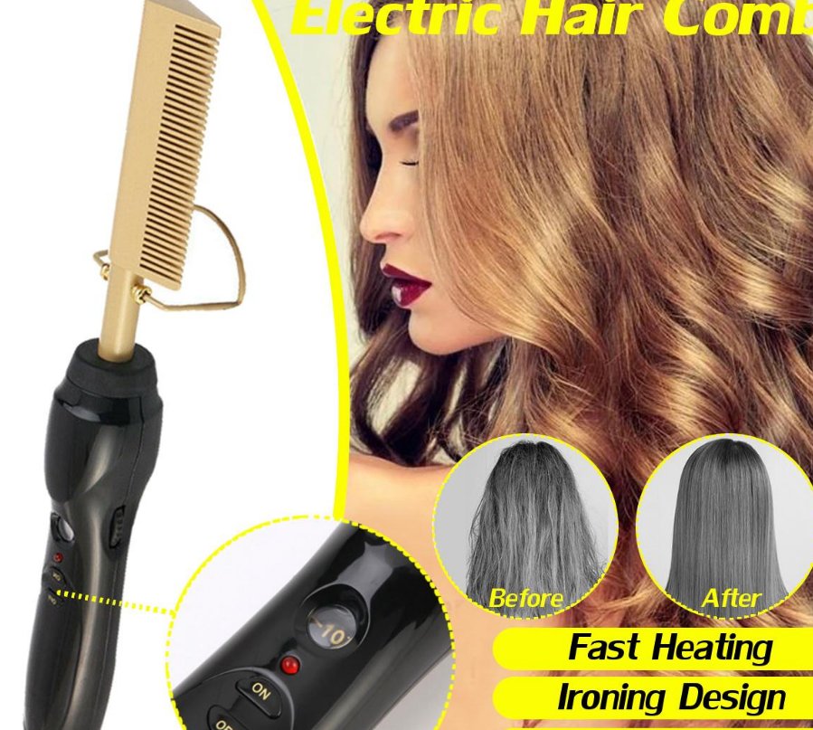 Electric Comb Straightener High Heat Press Comb Hot Straightening Electric Comb 