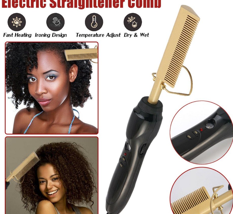 Electric Comb Straightener High Heat Press Comb Hot Straightening Electric Comb