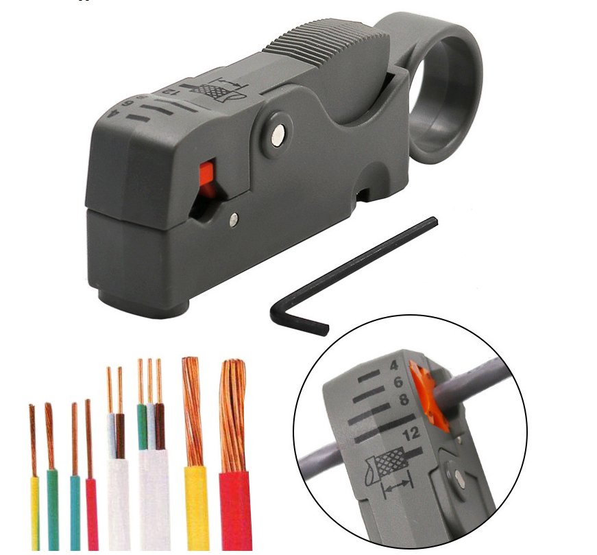 Coaxial Household Multi Tool Cable Stripper Cutter Adjustable Double Blades