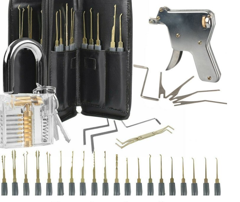 24Pcs Unlock Unlocking Pick Tools Set Key Extractor And Transparent Practice Padlock