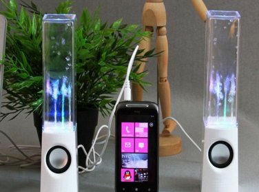 2PCS LED Light Dancing Water Music Fountain Light Speakers for PC Laptop