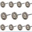 10pcs/set 22mm Stainless Steel Wire Wheel Brush dremel rotary tool for mini drill