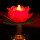 Lotus Electronic Candle Buddhist Lotus Golden Leaves 11 Cm High Christmas Decor