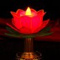 Lotus Electronic Candle Buddhist Lotus Golden Leaves 11 Cm High Christmas Decor