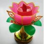 Lotus Electronic Candle Buddhist Lotus Golden Leaves 11 Cm High Christmas Decor