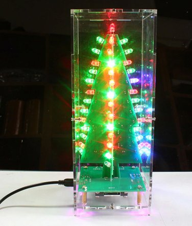 Christmas Tree LED Flowing Light Flash Music Box Electronic DIY Kit