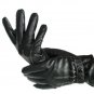 Gloves Men Winter Leather Black Gloves Button Warm Mittens