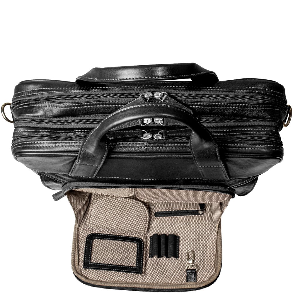 Hidesign Aldous Ziptop 15" Laptop Compatible Leather Work Bag Black