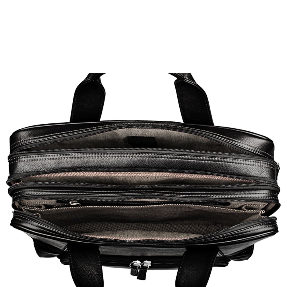 Hidesign Aldous Ziptop 15" Laptop Compatible Leather Work Bag Black