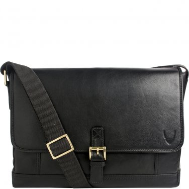 Hidesign Hunter Leather Messenger Brown Black
