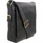 Hidesign William Vertical Leather Messenger Black