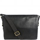 Hidesign William Horizontal 15" Laptop Compatible Leather Messenger Black