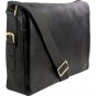 Hidesign William Horizontal 15" Laptop Compatible Leather Messenger Black
