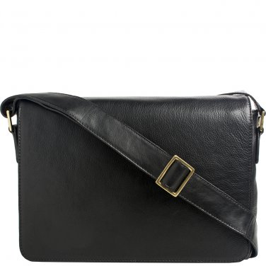 Hidesign Small Rhoden Leather Messenger Black