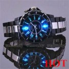 Hot Sale！ Black Steel LED light Men boy Quartz Sport Dial Wrist Watch Gift OH01