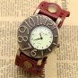 Retro Men Lady Genuine Leather Band Bracelet Round Dial Women Quartz Watch Gifts