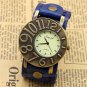 Retro Men Lady Genuine Leather Band Bracelet Round Dial Women Quartz Watch Gifts