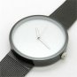 Black/Silver Simple Design Metal Iron Net Mesh Band Quartz Wrist Watch Boys Men
