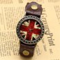 Vintage UK Flag Genuine Leather Bracelet Quartz Wrist Watch Quartz New Mens Gift