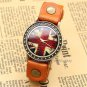 Vintage UK Flag Genuine Leather Bracelet Quartz Wrist Watch Quartz New Mens Gift