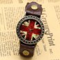 Vintage UK Flag Genuine Leather Bracelet Quartz Wrist Watch Quartz New Mens Gift